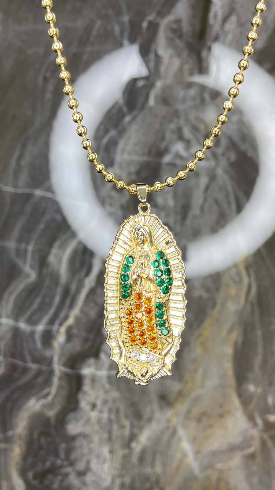 Cadenas dorada tejido militar Diamantados Virgen