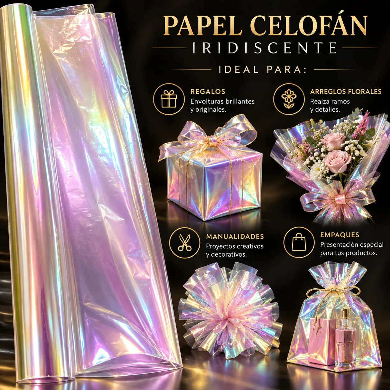 Papel celofán tornasol 70 × 100 cm X10 HOJAS — foto 2 de 2