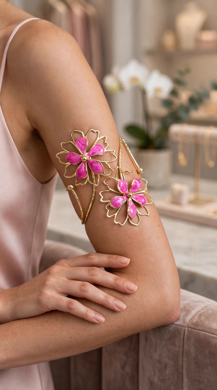 BRAZALETE DE ACERO EN FORMA DE FLORES — foto 1 de 4