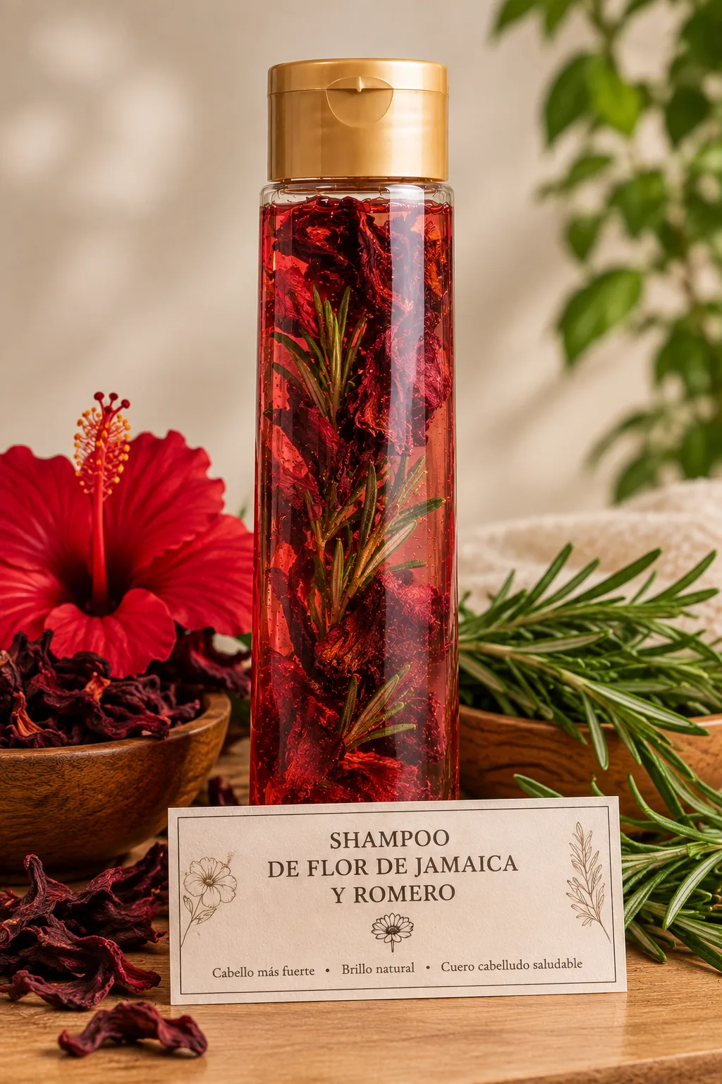 shampoo de flor de jamaica y Romero
