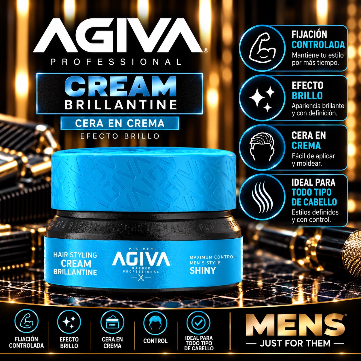 AGIVA Cream Brillantine Azul – Efecto Brillo