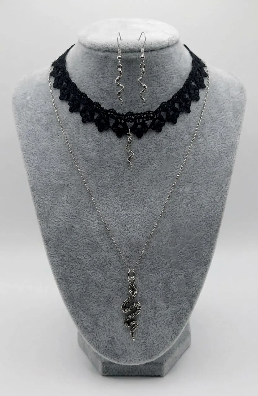 Collar, gargantilla+aretes serpiente — foto 2 de 4