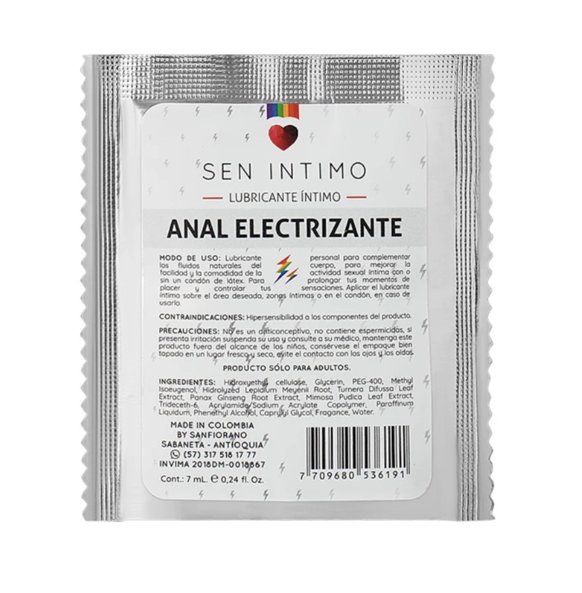 Lubricante Anal Sachet x 7 ml by Sen Íntimo