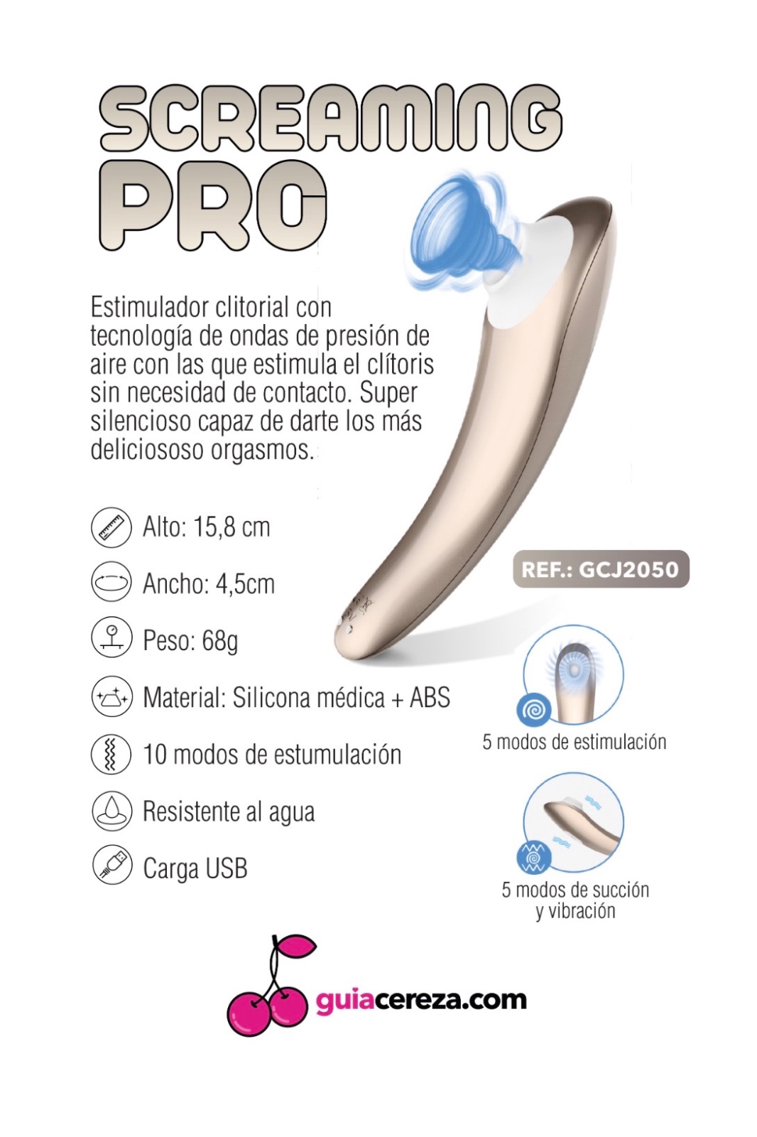 Estimulador Clitorial Alex Screaming Pro Gold — foto 5 de 5