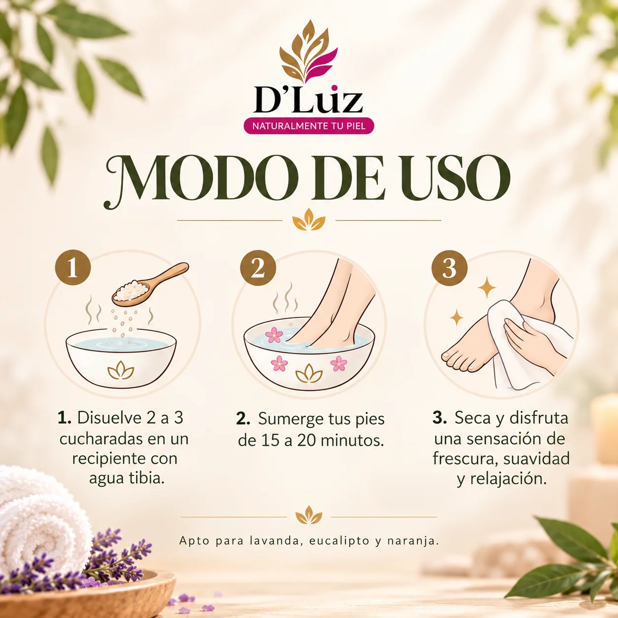 Sales para Pies D’Luz – Lavanda, Eucalipto y Naranja