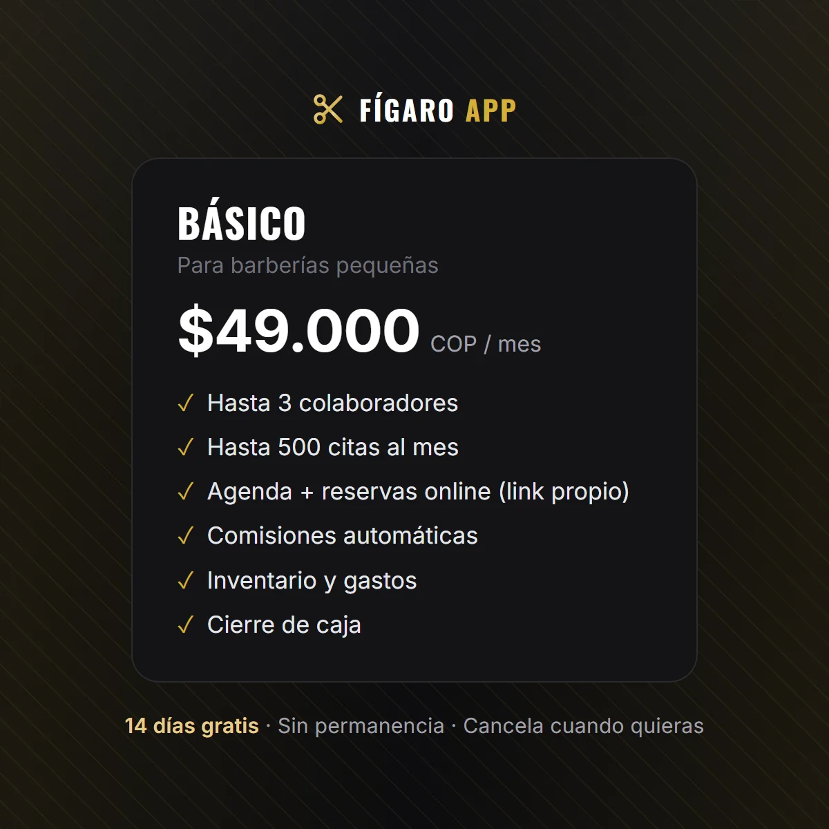Plan Básico · hasta 3 barberos