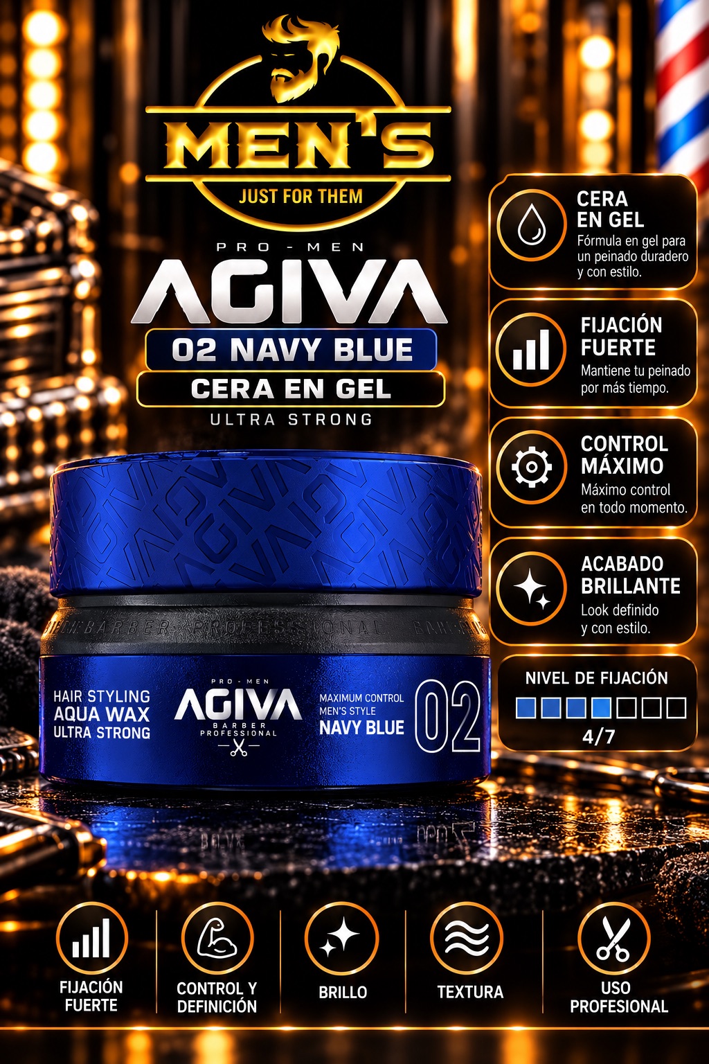 AGIVA 02 Navy Blue – Cera en Gel Ultra Strong