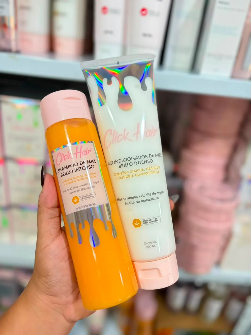 Shampoo y acondicionador miel click hair 🐝