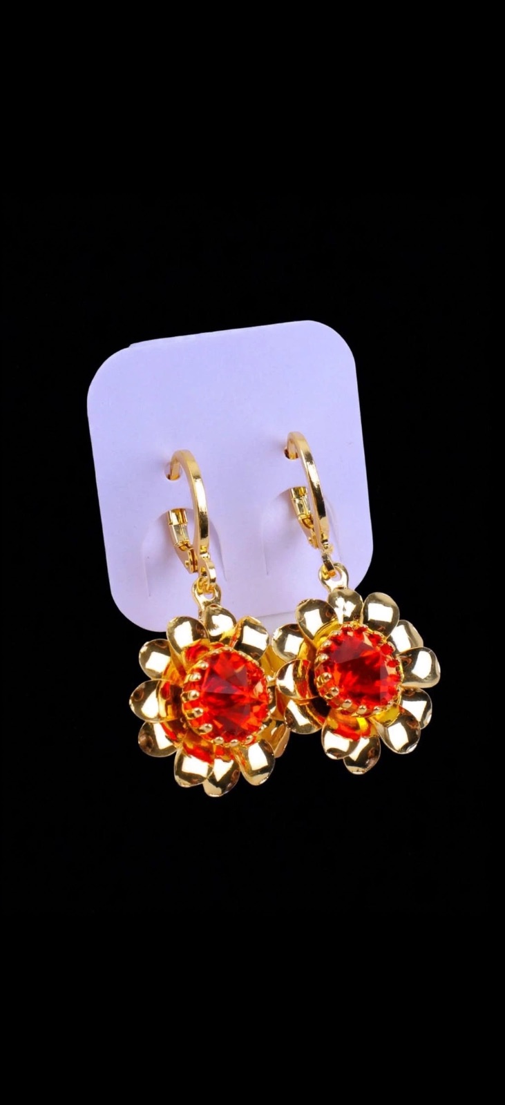 ARETES DE FLORES COLGANTES DORADOS — foto 6 de 6