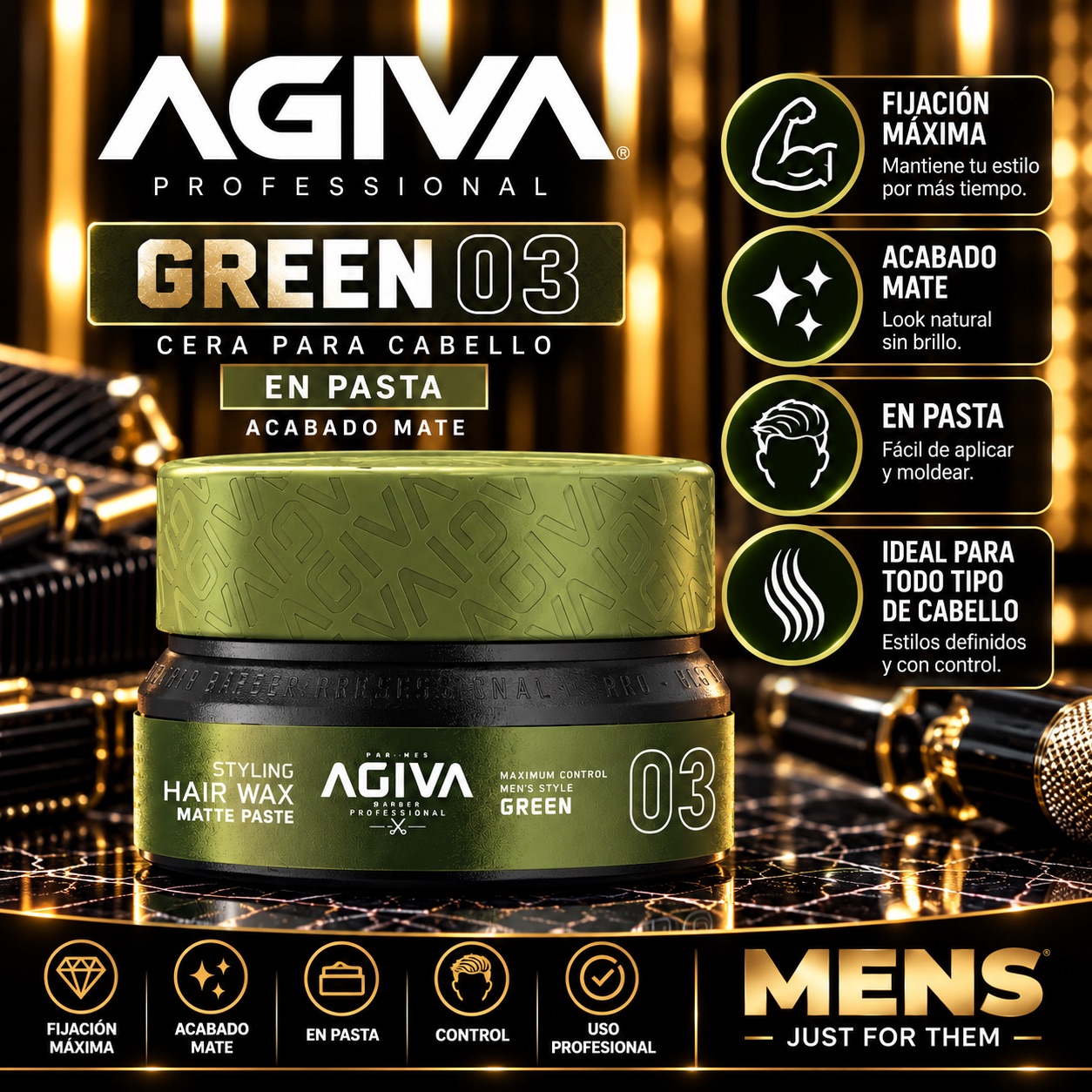 AGIVA Green 03 – Pasta para Cabello Acabado Mate