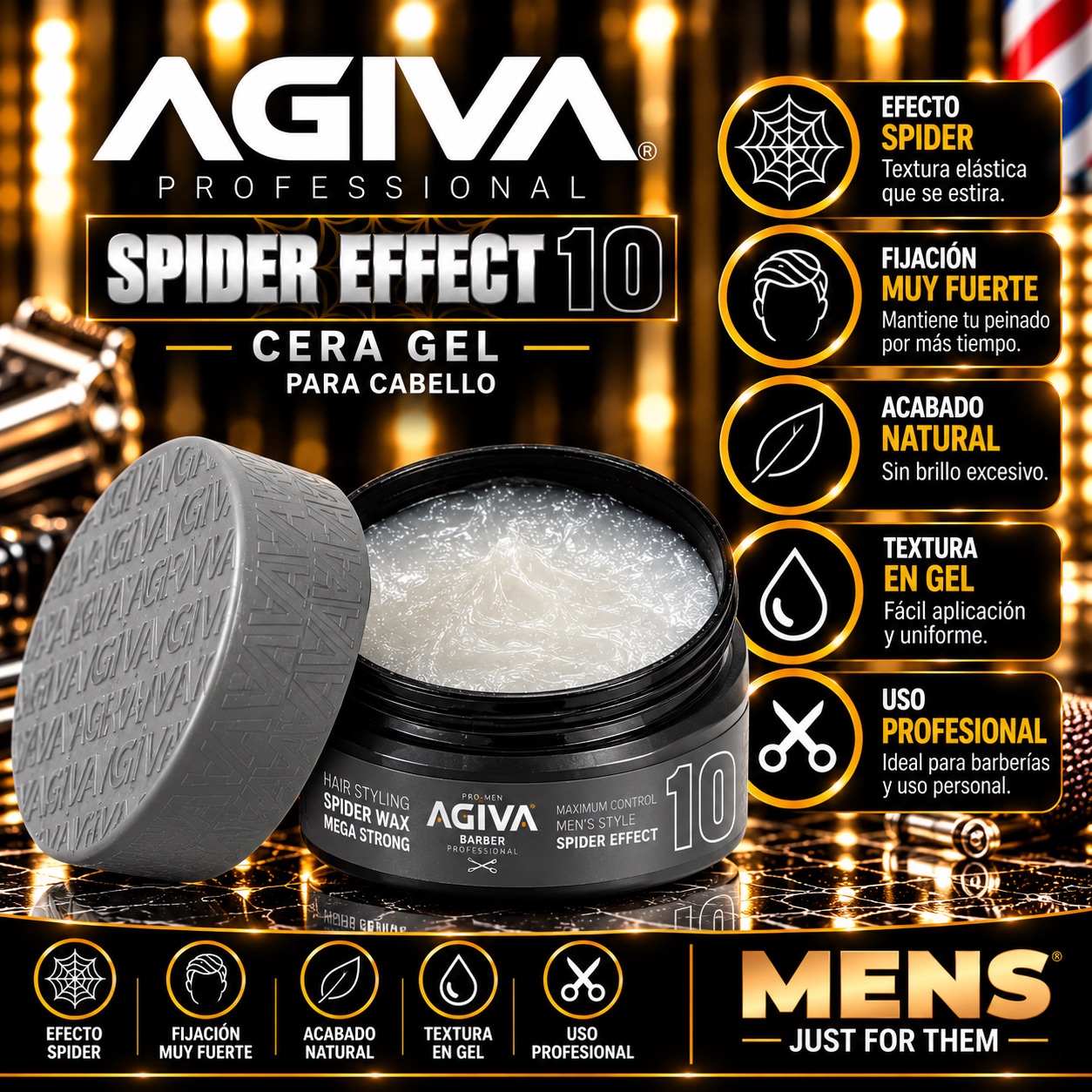 AGIVA Spider Effect 10 Gris – Cera en Crema para Cabello