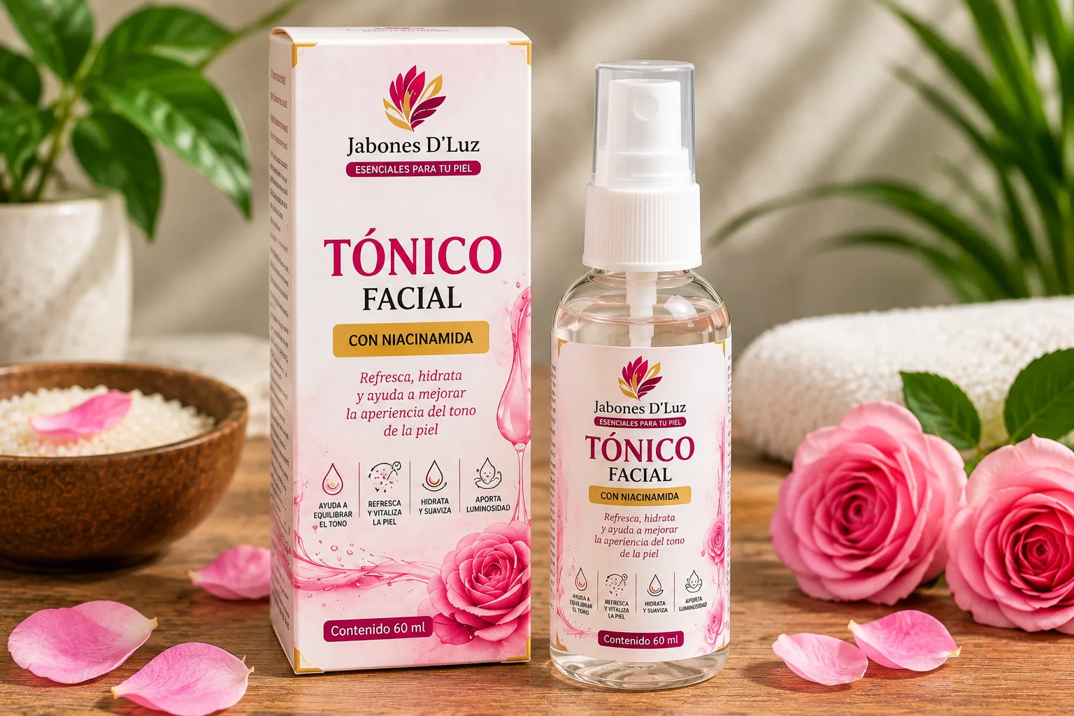 Tónico Facial con Niacinamida D’Luz – 60 ml