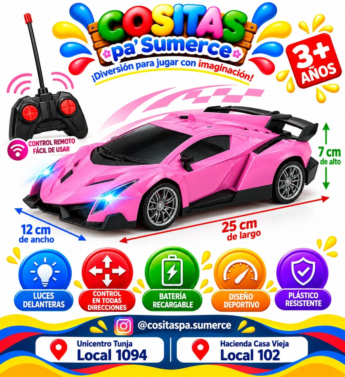 Carro rosa control remoto