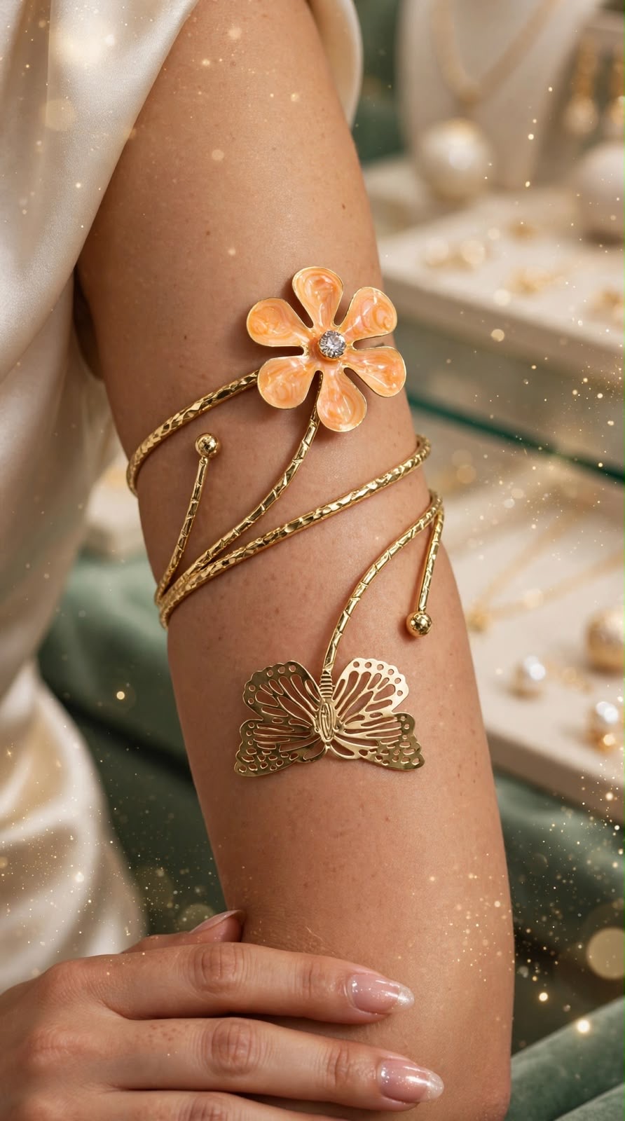 BRAZALETE DE ACERO EN FORMA DE FLORES — foto 3 de 4