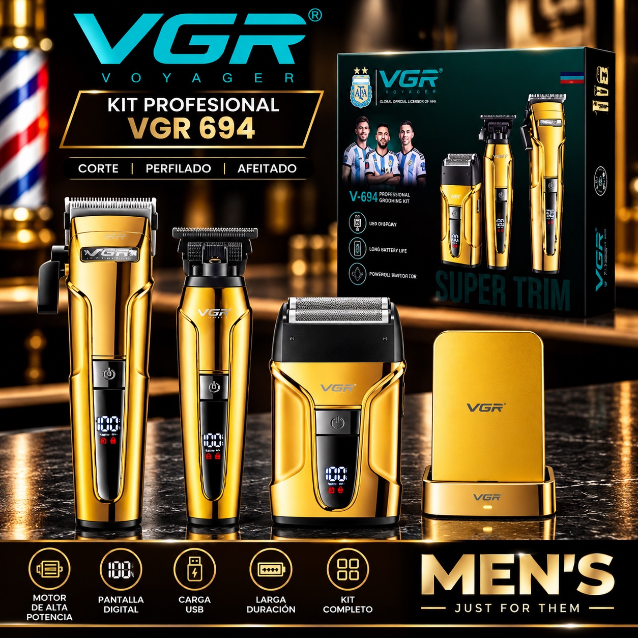 Kit Profesional VGR 694 Dorado