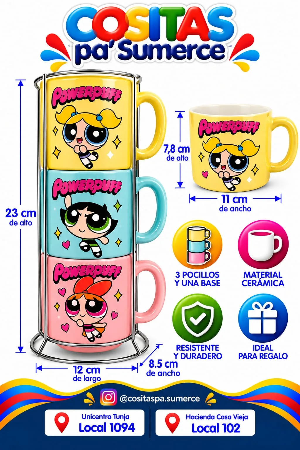 Set 3 pocillos personajes — foto 1 de 2