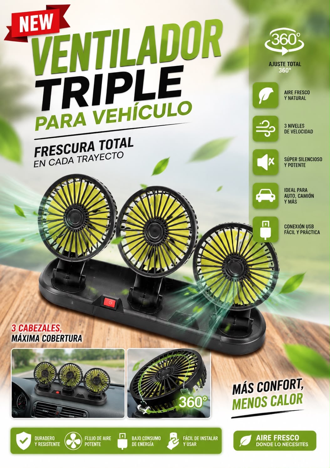Ventilador triple de vehículo