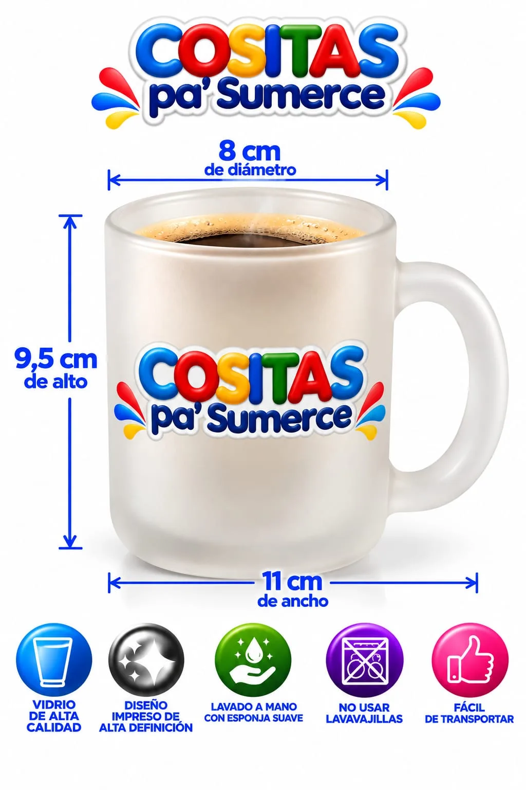 Mug vidrio opalizado personalizado — foto 1 de 3