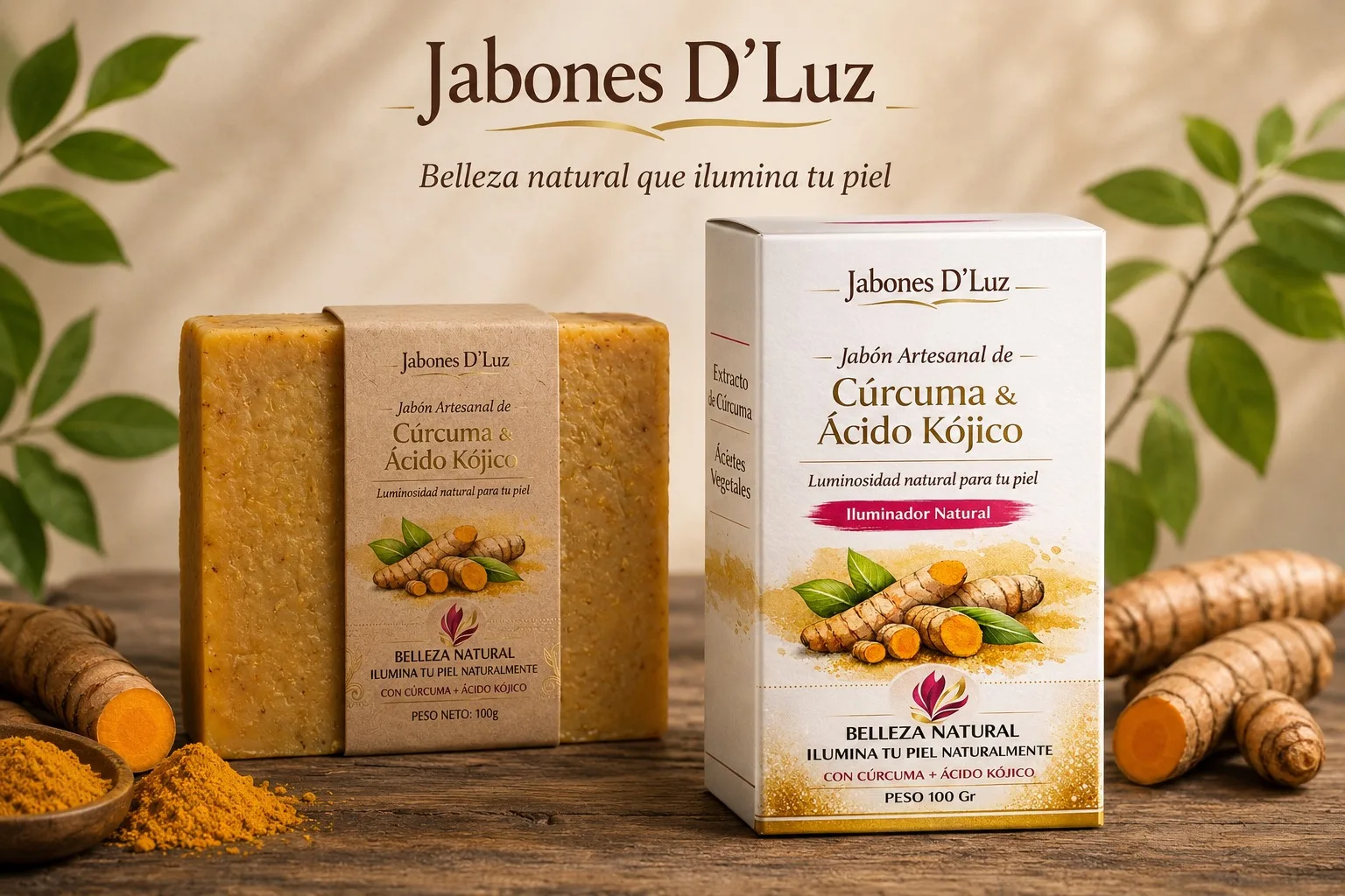 Jabón artesanal de cúrcuma +ácido kójico
