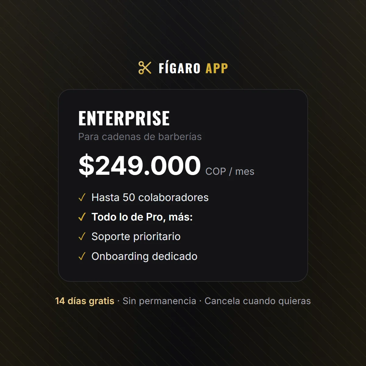 Plan Enterprise · hasta 50 barberos