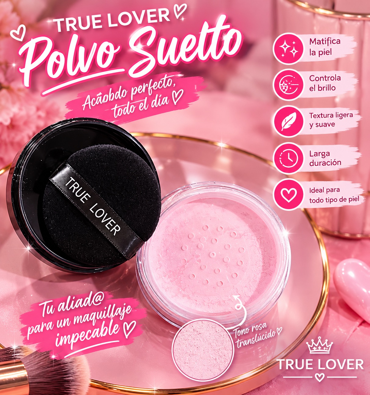 Polvo suelto rosa