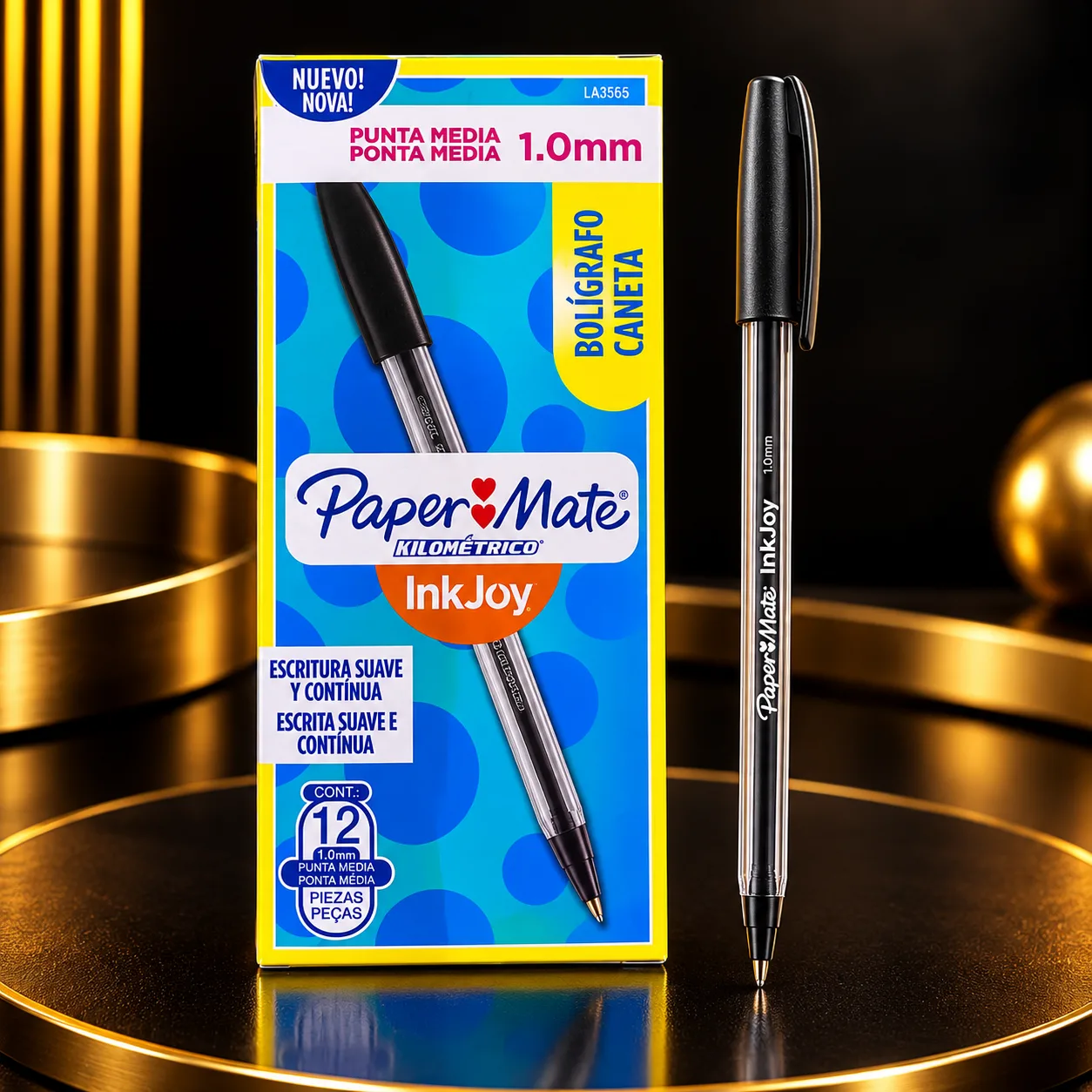 Bolígrafo Paper Mate InkJoy negro 1.0 mm — x12