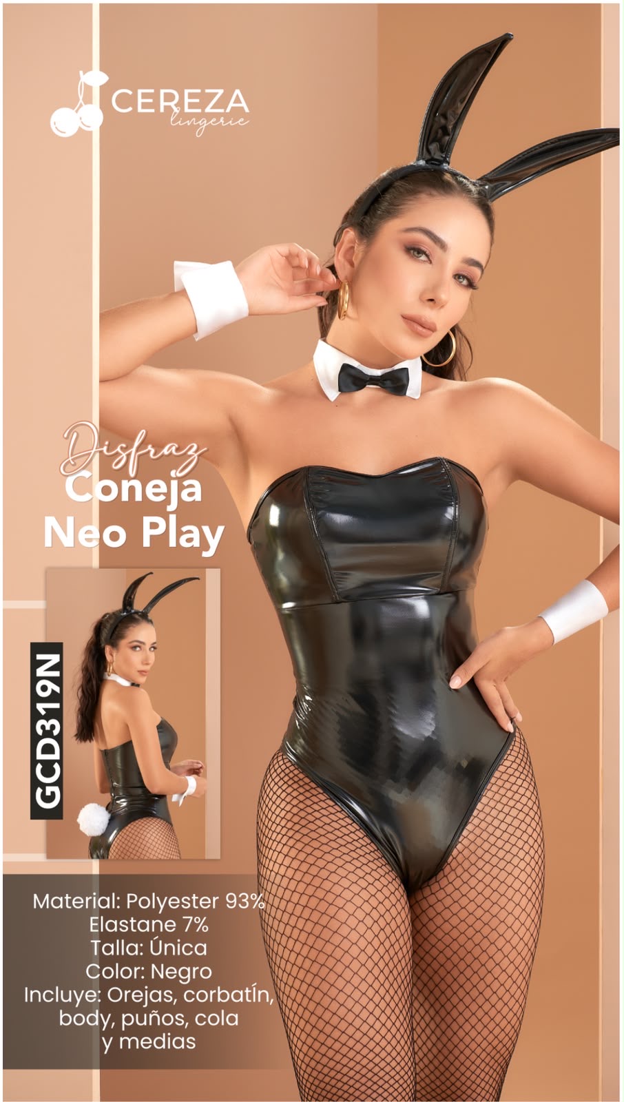Disfraz Coneja Neo Play Mate Negro — foto 4 de 4