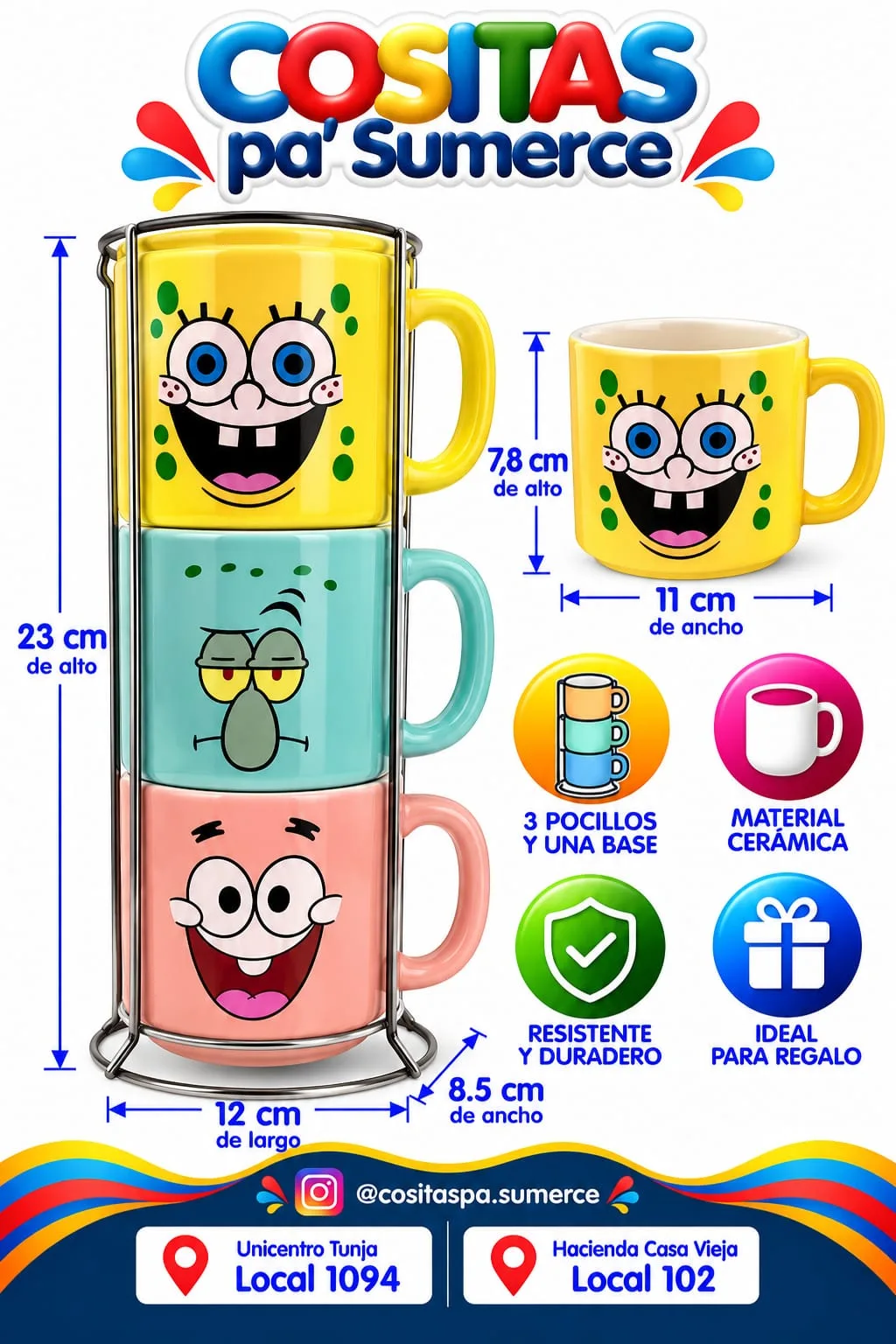 Set 3 pocillos personajes — foto 2 de 2