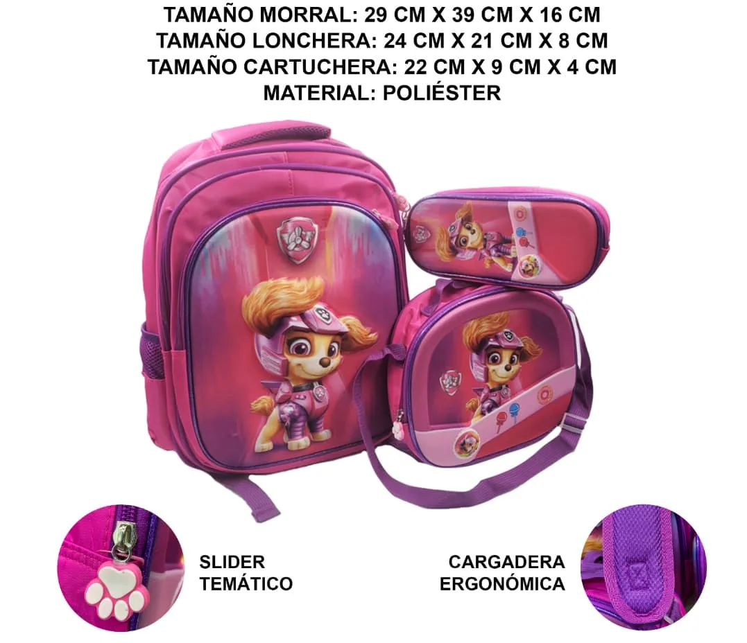 Trio de maleta,lonchera térmica y cartuchera