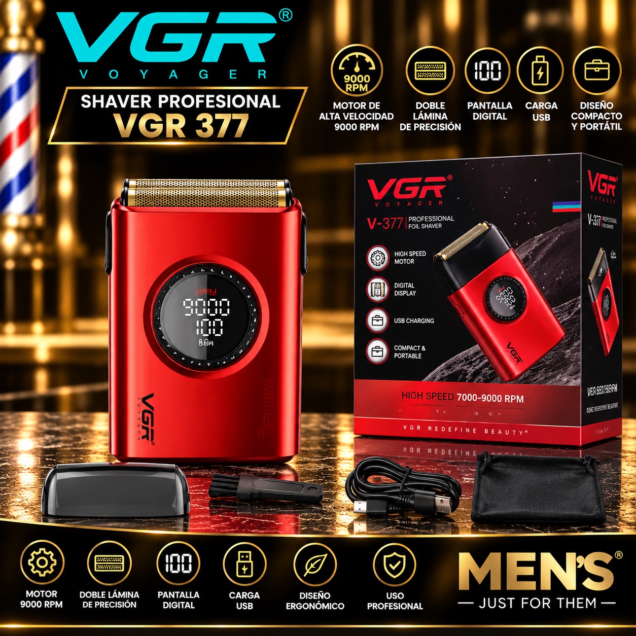 Afeitadora Profesional VGR 377 Roja