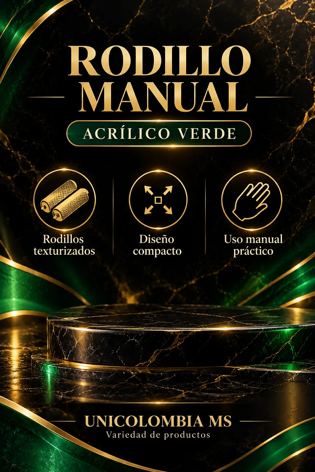 Rodillo acrílico manual verde — foto 1 de 2