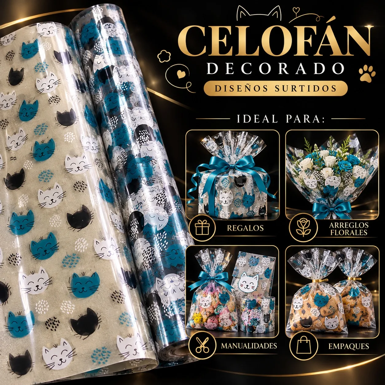 Papel celofán estampado con diseños surtidos — foto 2 de 2