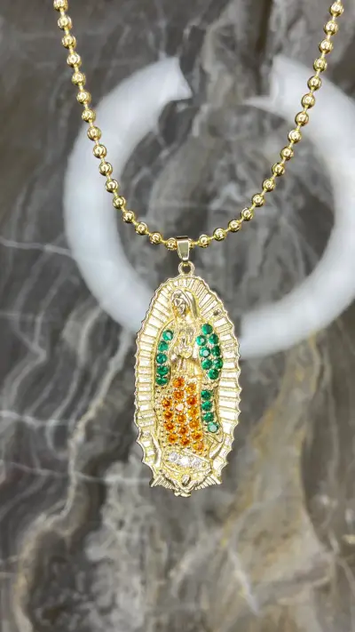 Cadenas dorada tejido militar Diamantados Virgen