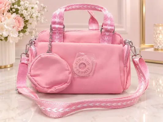 Bolso con monedero jingshu rosado