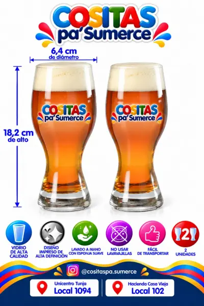 Vaso cervecero esbelto personalizado