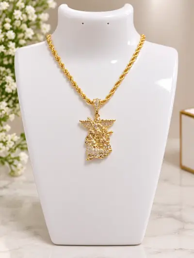 Cadena arcangel de rodio lazo pequeño