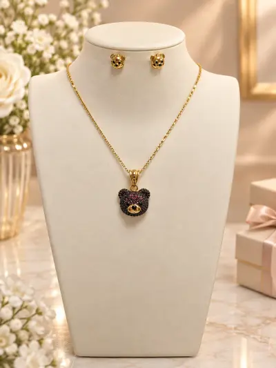 Cadena y aretes ositos