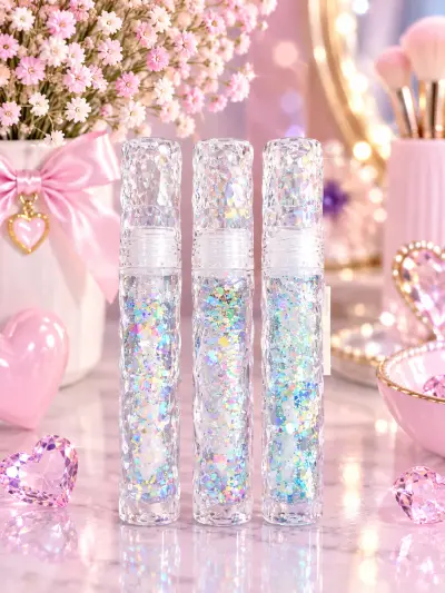Brillo envase tipo cristal con textura