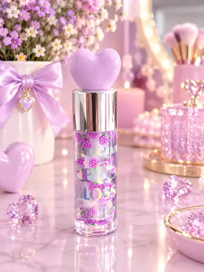 Brillo romantic rain con moras tapa corazon morado