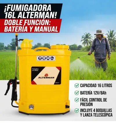 Fumigadora 16 Litros Eléctrica Y Manual Batería 12V Alterman