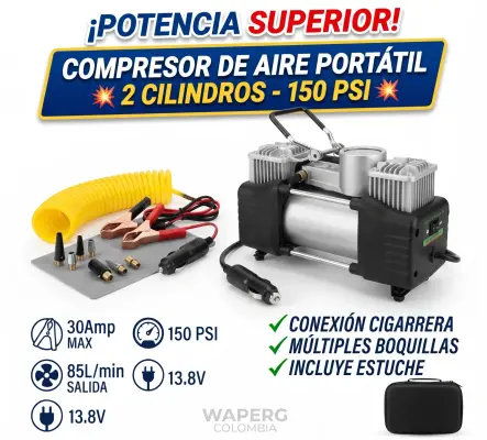 Compresor De Aire Portátil de 2 Cilindros 150 PSI + Estuche