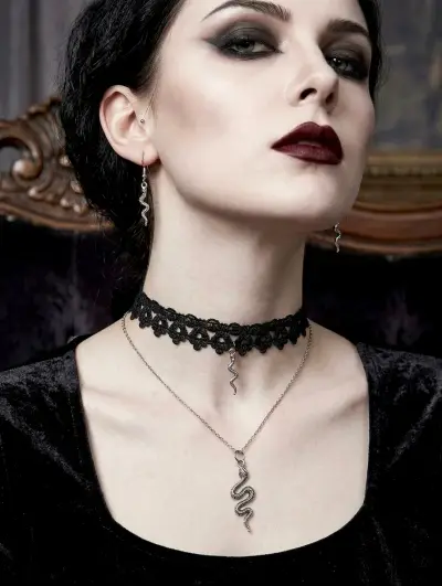 Collar, gargantilla+aretes serpiente