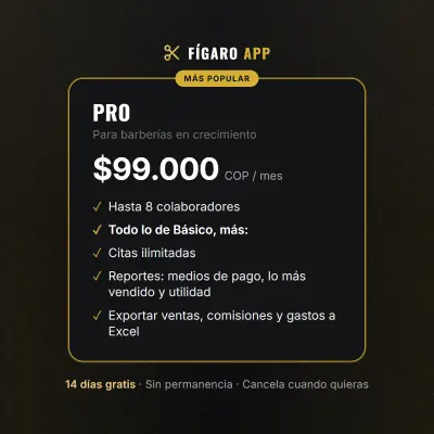 Plan Pro · hasta 8 barberos