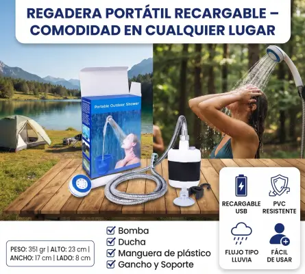 Ducha Portátil Eléctrica Recargable Para Campamento C