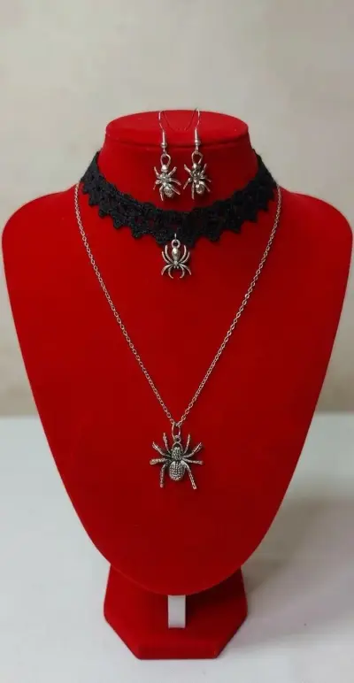 Collar+gargantilla+aretes arañas