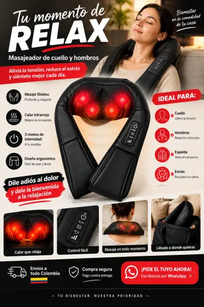 Masajeador eléctrico shiatsu para cuello y hombros con calor