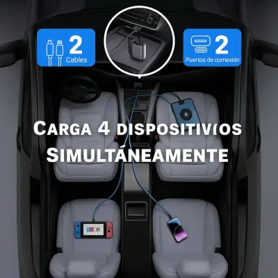 Cargador Retráctil Para Carro 4 En 1