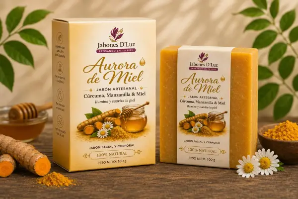 Jabón Aurora de Miel– Cúrcuma, Manzanilla & Miel – 100 g