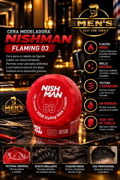 Cera Modeladora NISHMAN Flaming 03 – Fijación Media